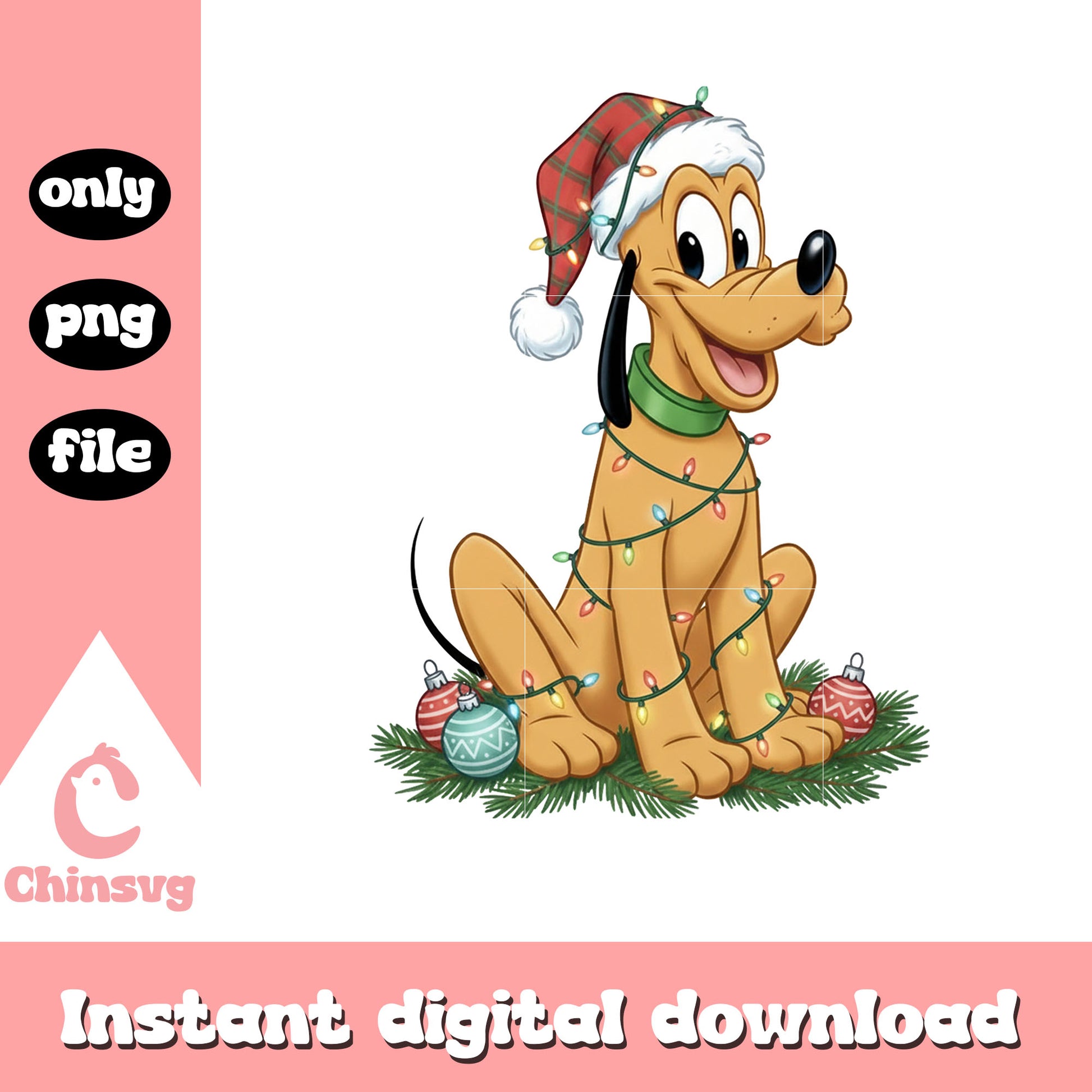 Santa pluto disney christmas balls png, disney pluto png