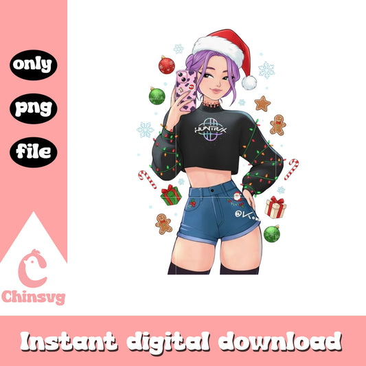 Santa rumi kpop girl group christmas png, christmas movie png