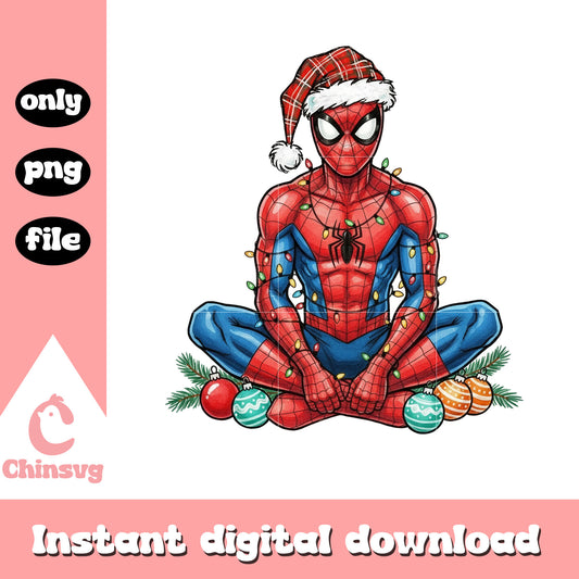Santa spiderman christmas balls design png, spiderman png
