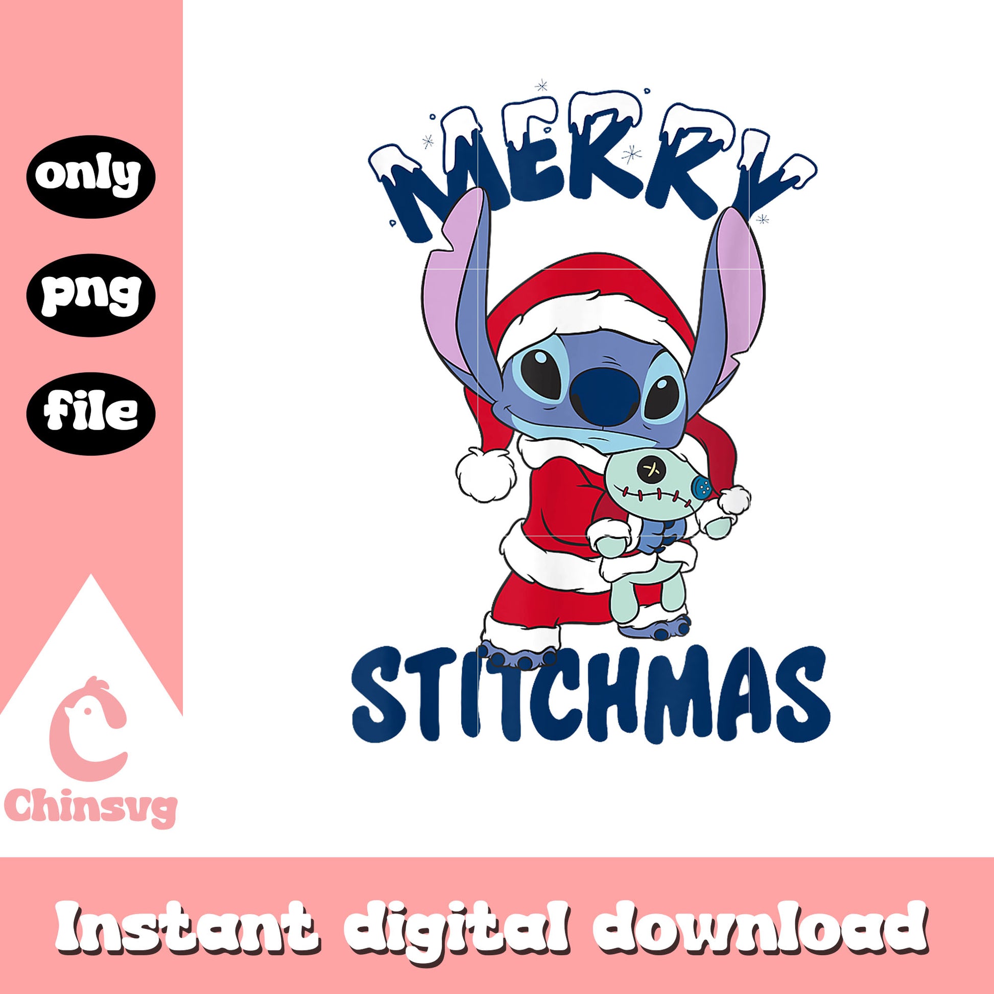 Santa stitch merry stitchmas portait png, lilo y stitch png