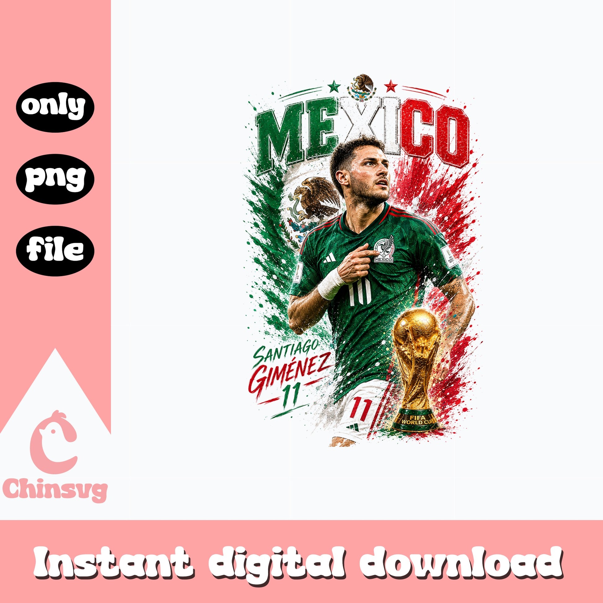 Santiago Gimenez Mexico Soccer PNG, El Tri World Cup PNG, Football Player PNG