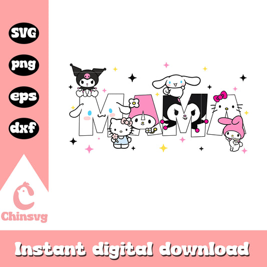 Sanyo characters mama font design svg, sanyo characters svg