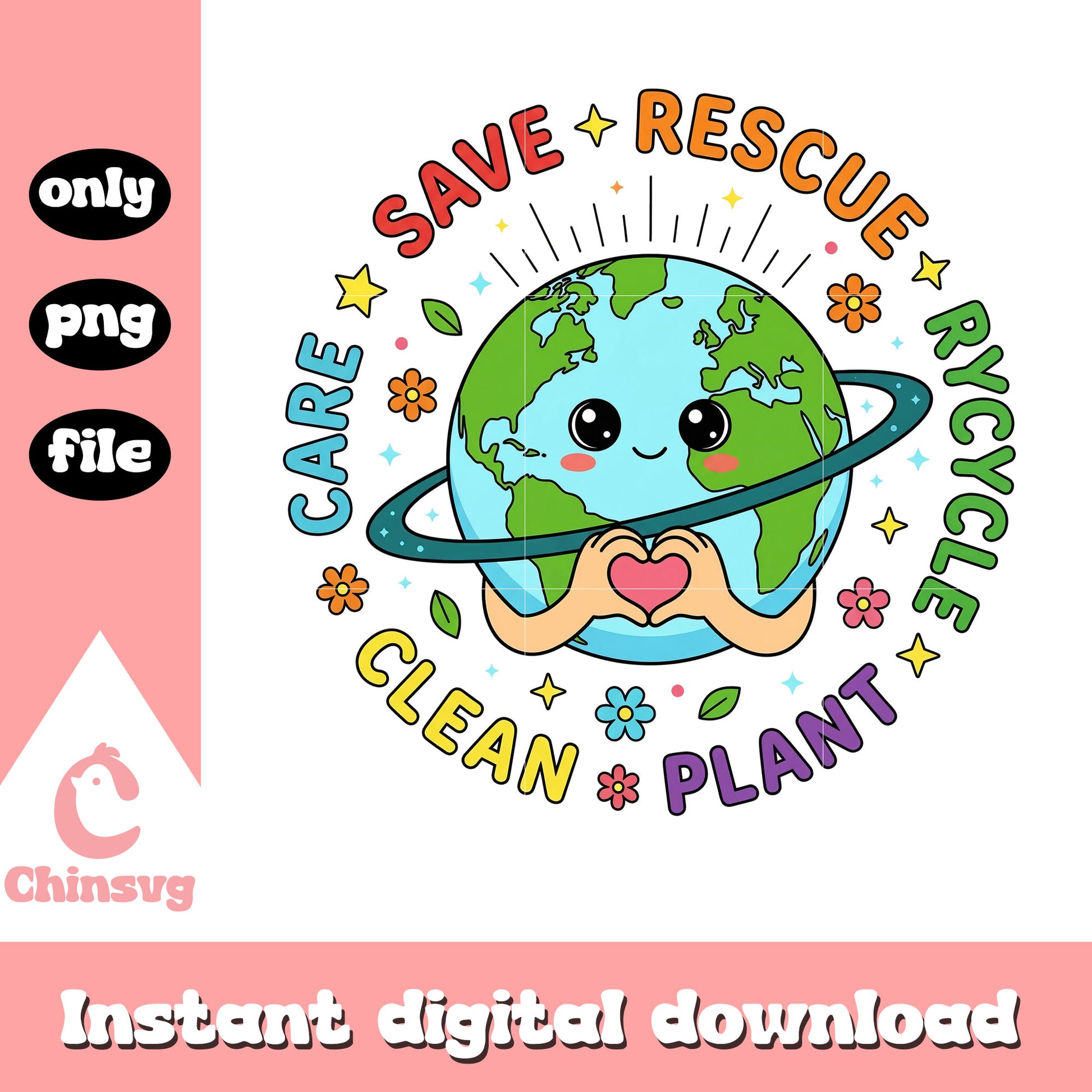 Save rescue recycle care clean planet cute earth png, earth day quotes​ png