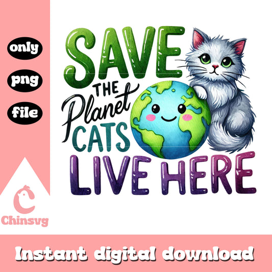 Save the planet cats live here png, google earth day quiz png