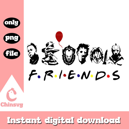 Scary films friends design png, killing horror movies png