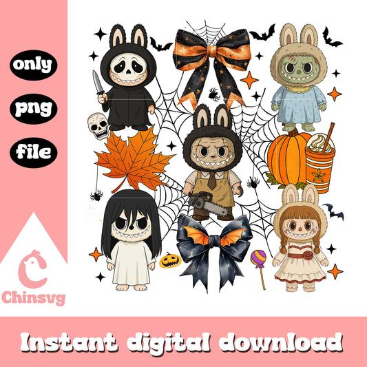 Scary labubu cosplay horror killers png, spooky season png