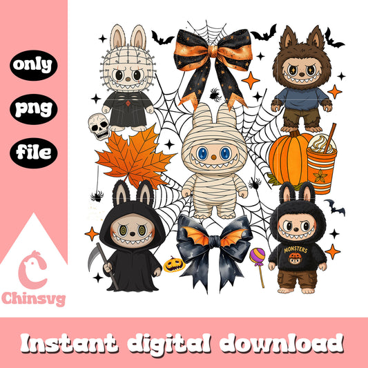 Scary movie characters labubu cosplay png, halloween spirit png