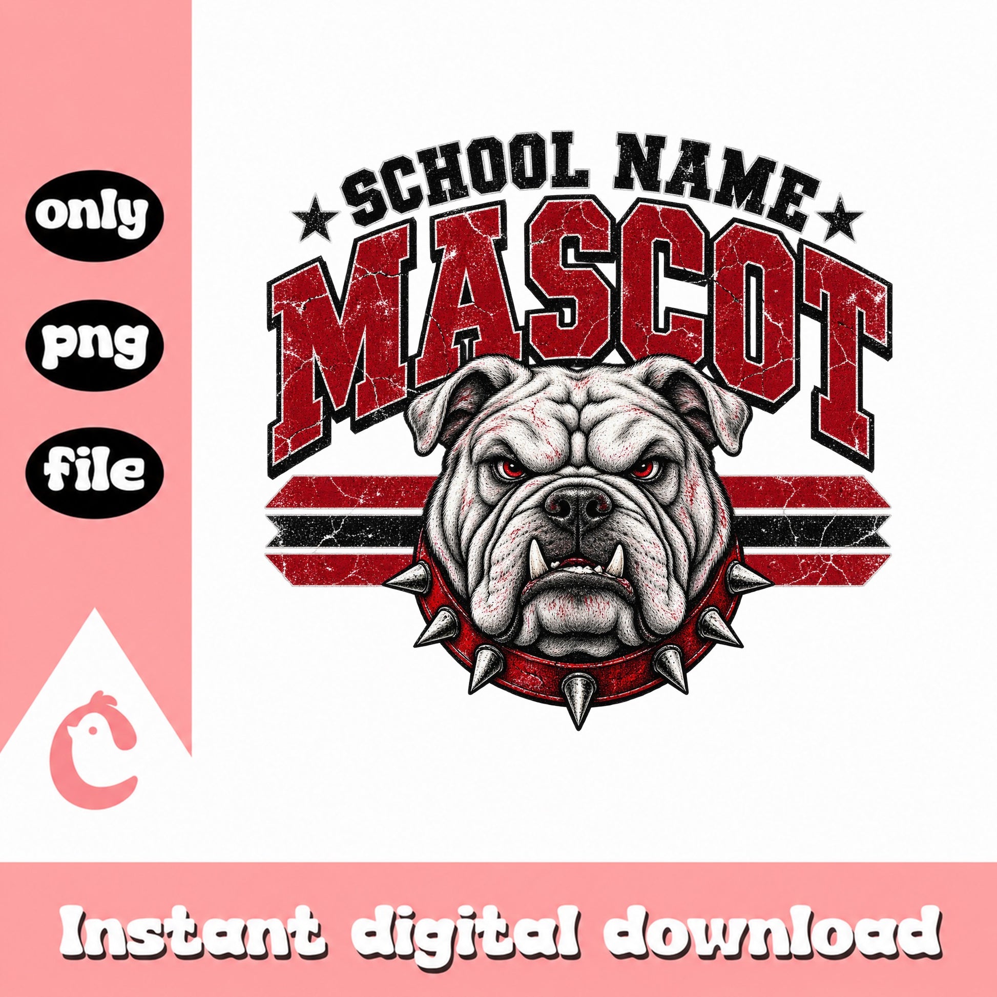 School Mascot Bulldog PNG, Custom School Name Template, PNG File