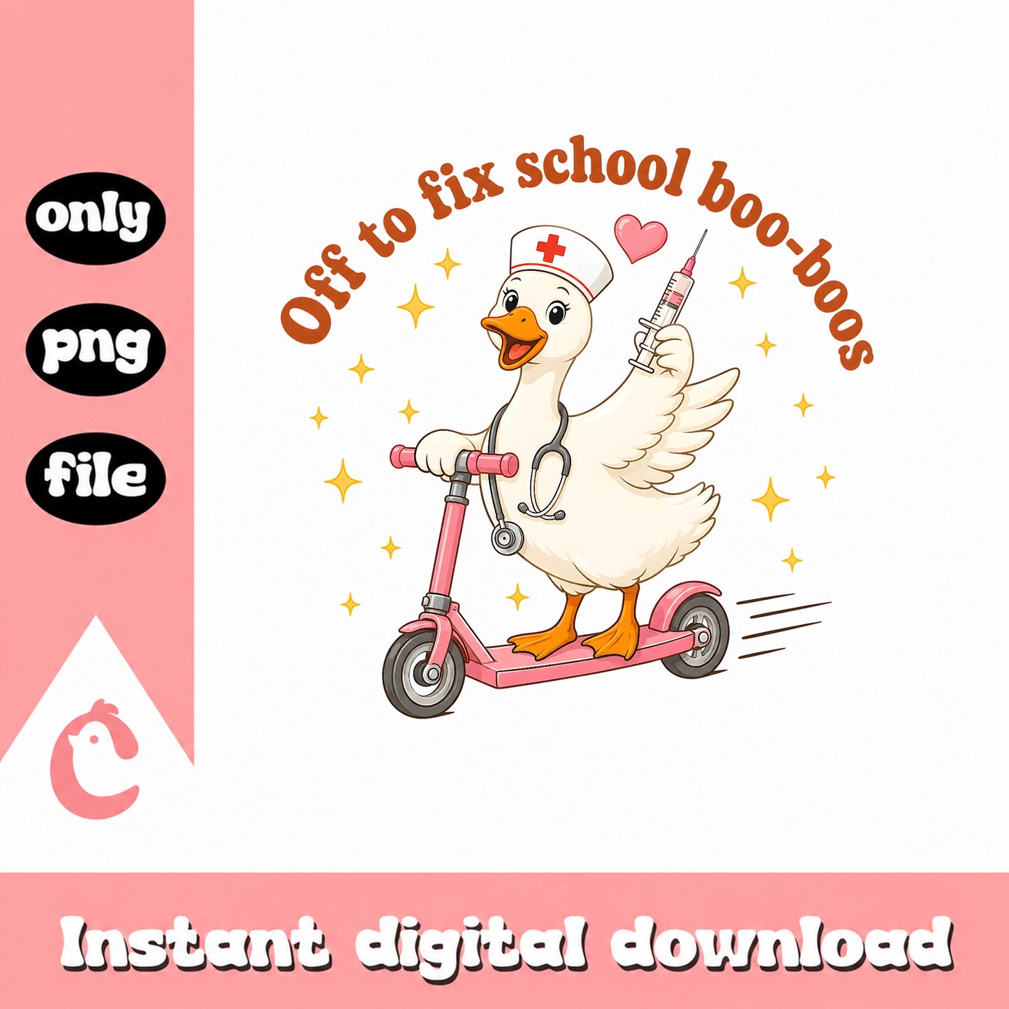 School Nurse Duck PNG, Off To Fix School Boo Boos, Funny Nurse PNG