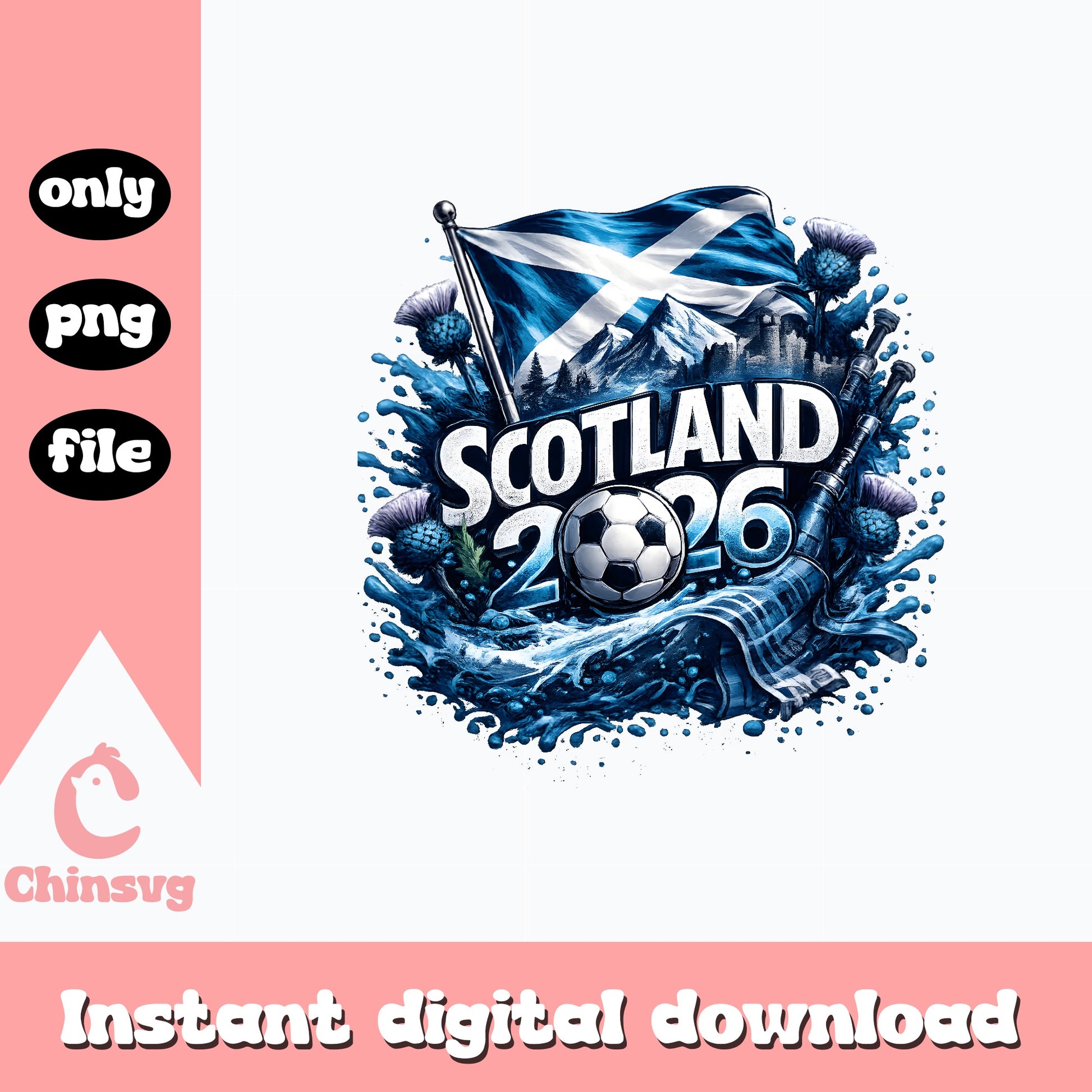 Scotland 2026 Soccer PNG, Scotland Football Flag PNG, World Cup PNG