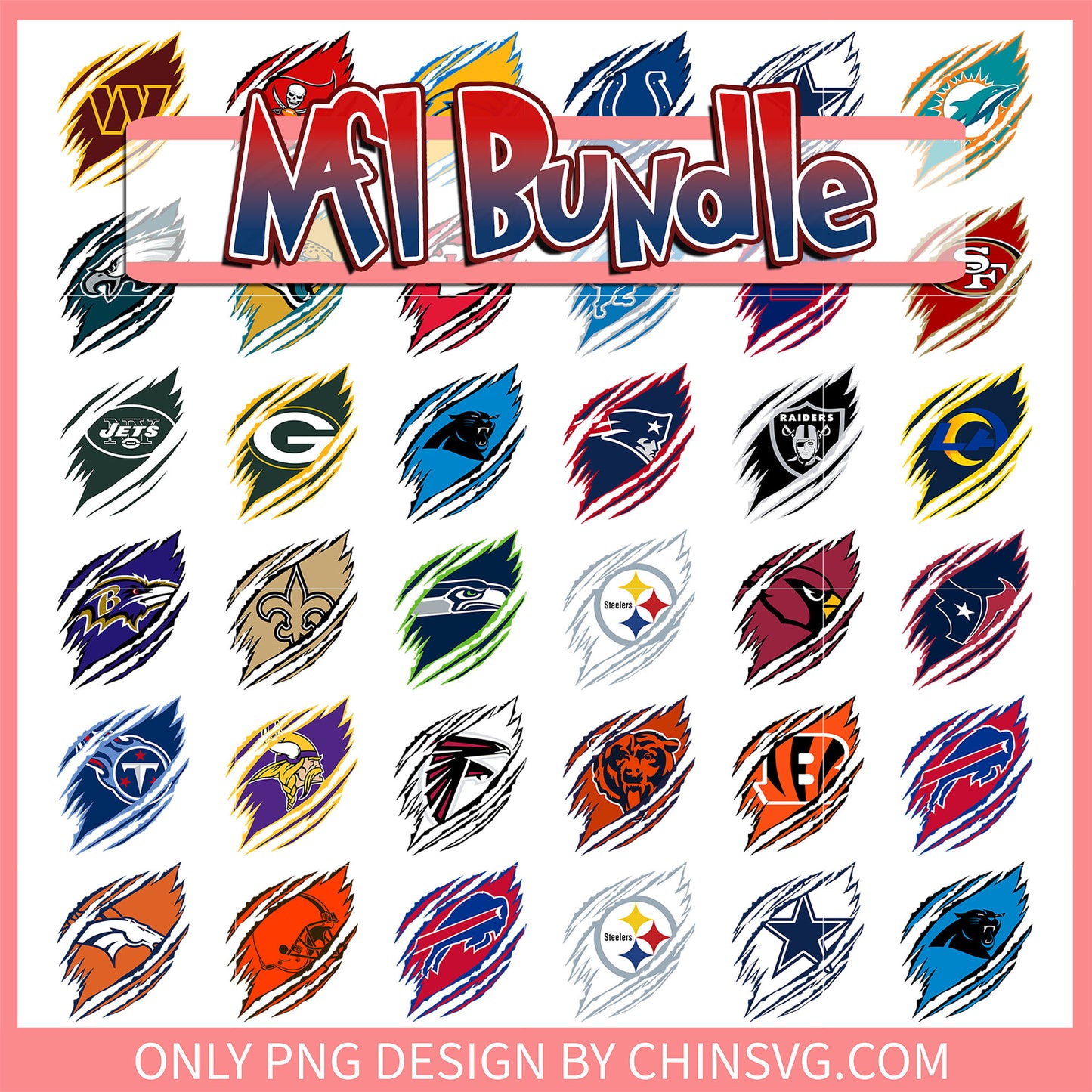 Scratch logo nfl design bundle png, list all 32 nfl teams png