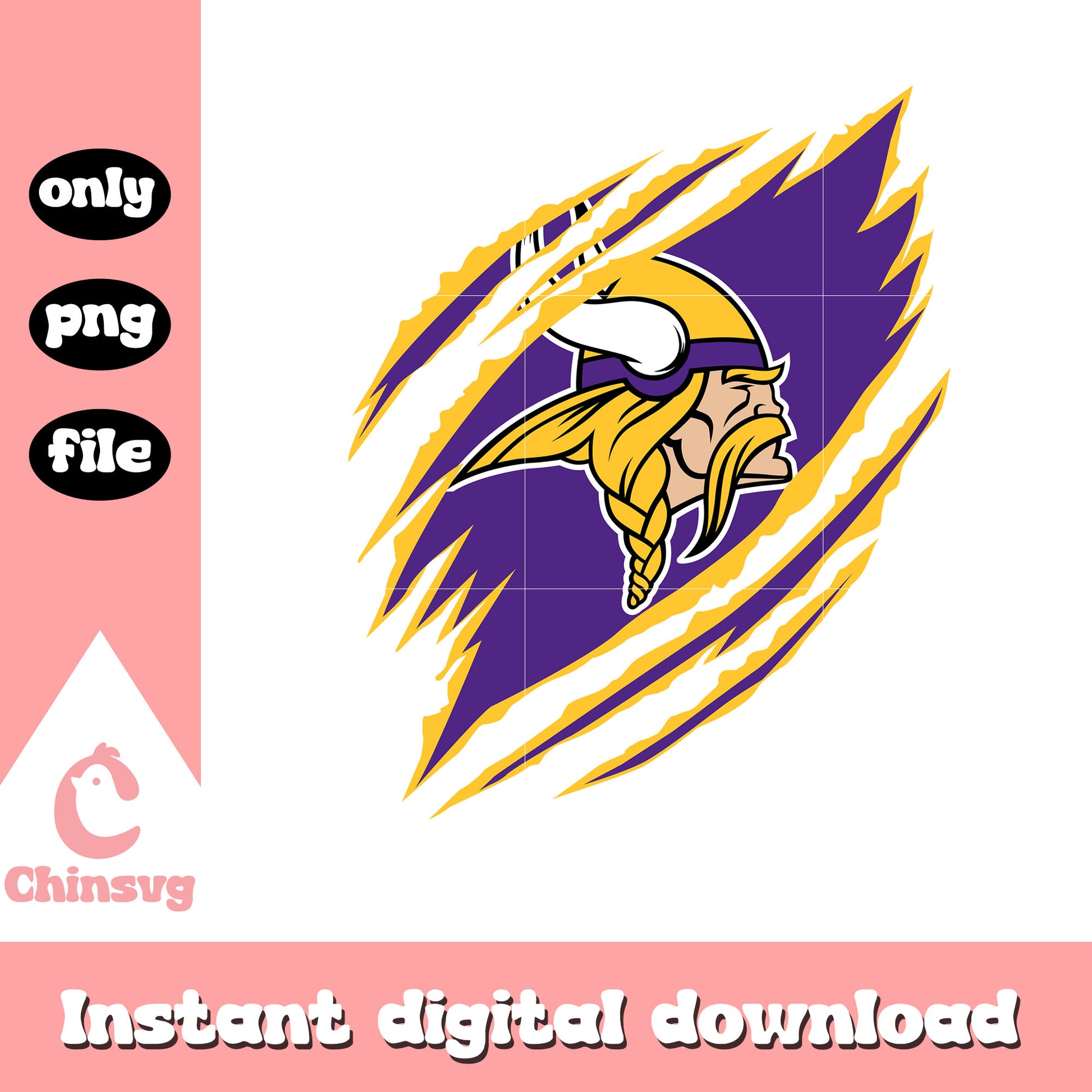 Scratch vikings design logo png, nfl minnesota vikings​ png