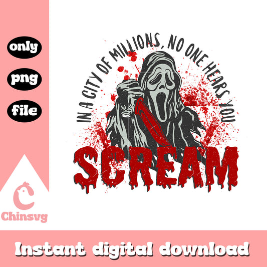 Scream noone hears you quote halloween png, scream ghostface png 