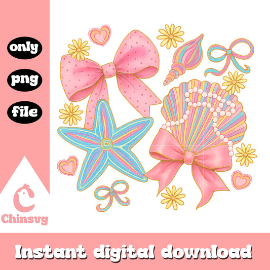 Sea creatures symbol design png, summer symbols​ png, summer vibes png