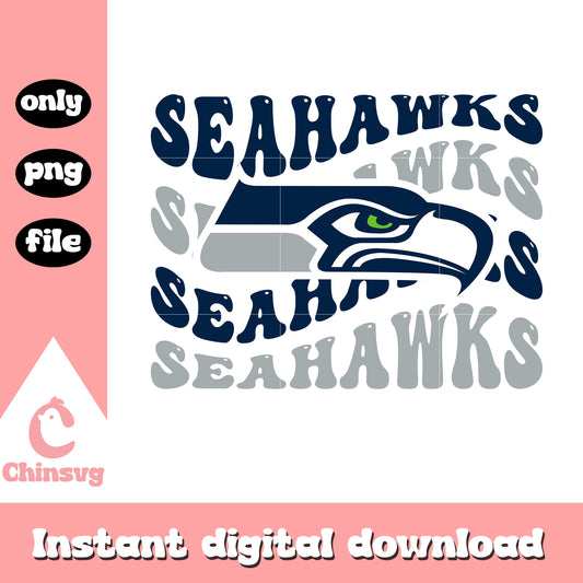 Seahawks wave font design png, Seattle Seahawks football png