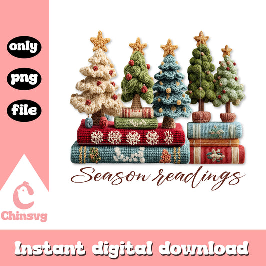 Season readings christmas day crochet png, book club png