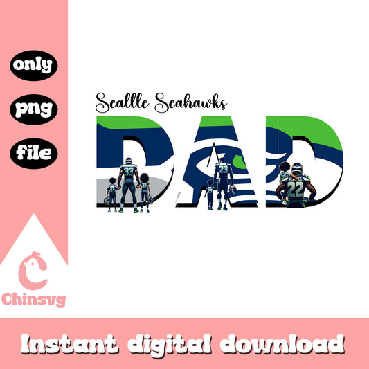 Seattle Seahawks dad logo design png, football season png