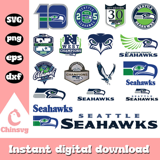 Seattle seahawks logo bundle design svg, seattle seahawks svg
