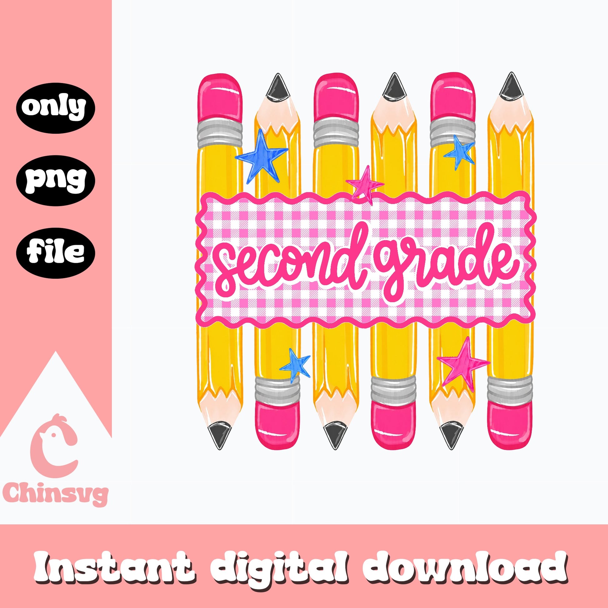 Second Grade Pencil PNG, Back To School PNG, Teacher PNG