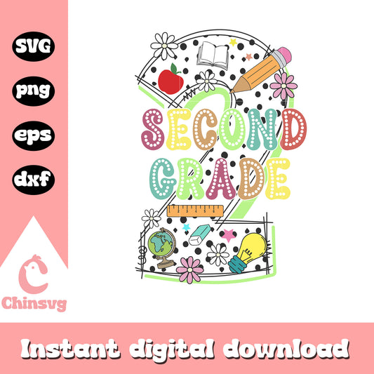 Second grade design svg, Retro back to school svg, school svg
