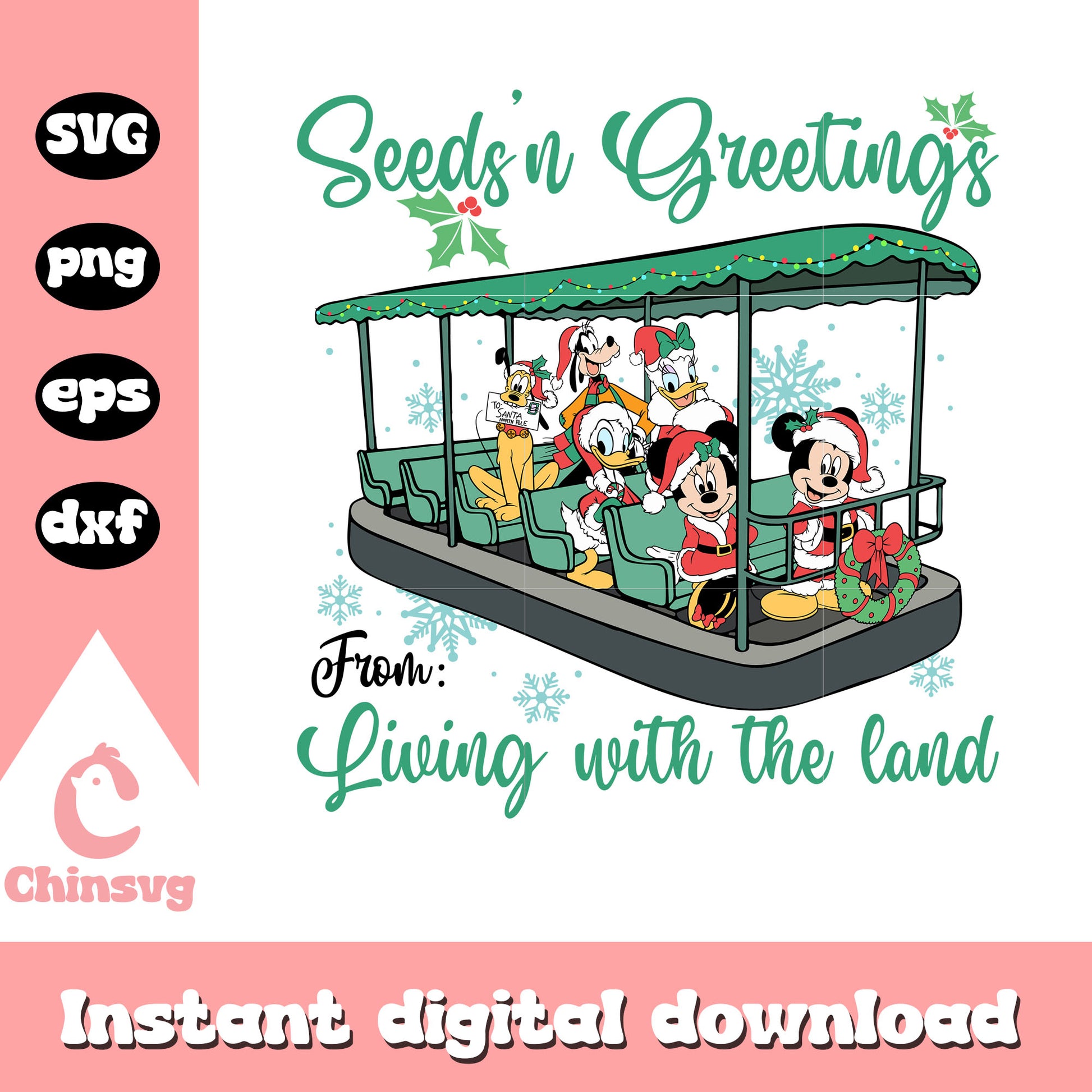 Seeds'n greeting's for living with the land svg, disney mickey christmas party​ svg