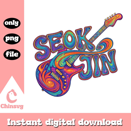 Seok jin psychedelic guitar cosmic music art png, seok jin png