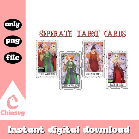 Seperate tarot cards sanderson sisters design png, hocus pocus png 