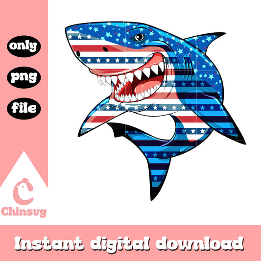 Shark 4th of july png, usa shark png, the 4th of july png