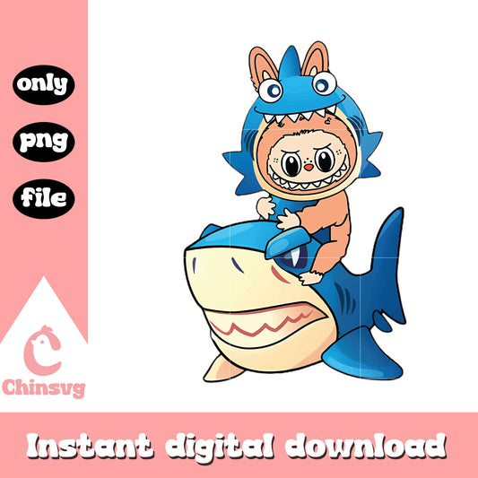 Shark rider labubu cute doll design png, clipart labubu png