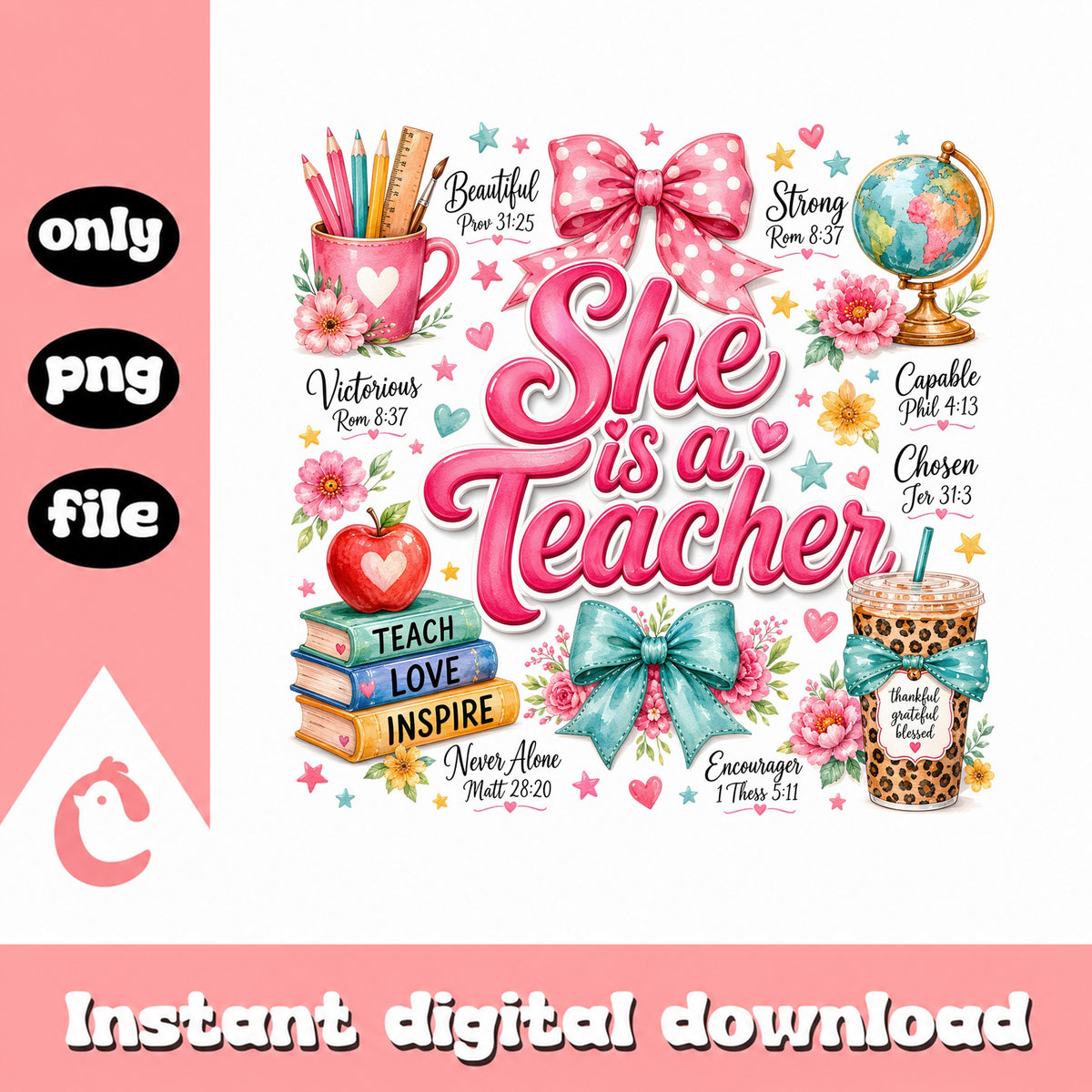 She Is A Teacher PNG, Christian Teacher Gift, Teacher Life PNG