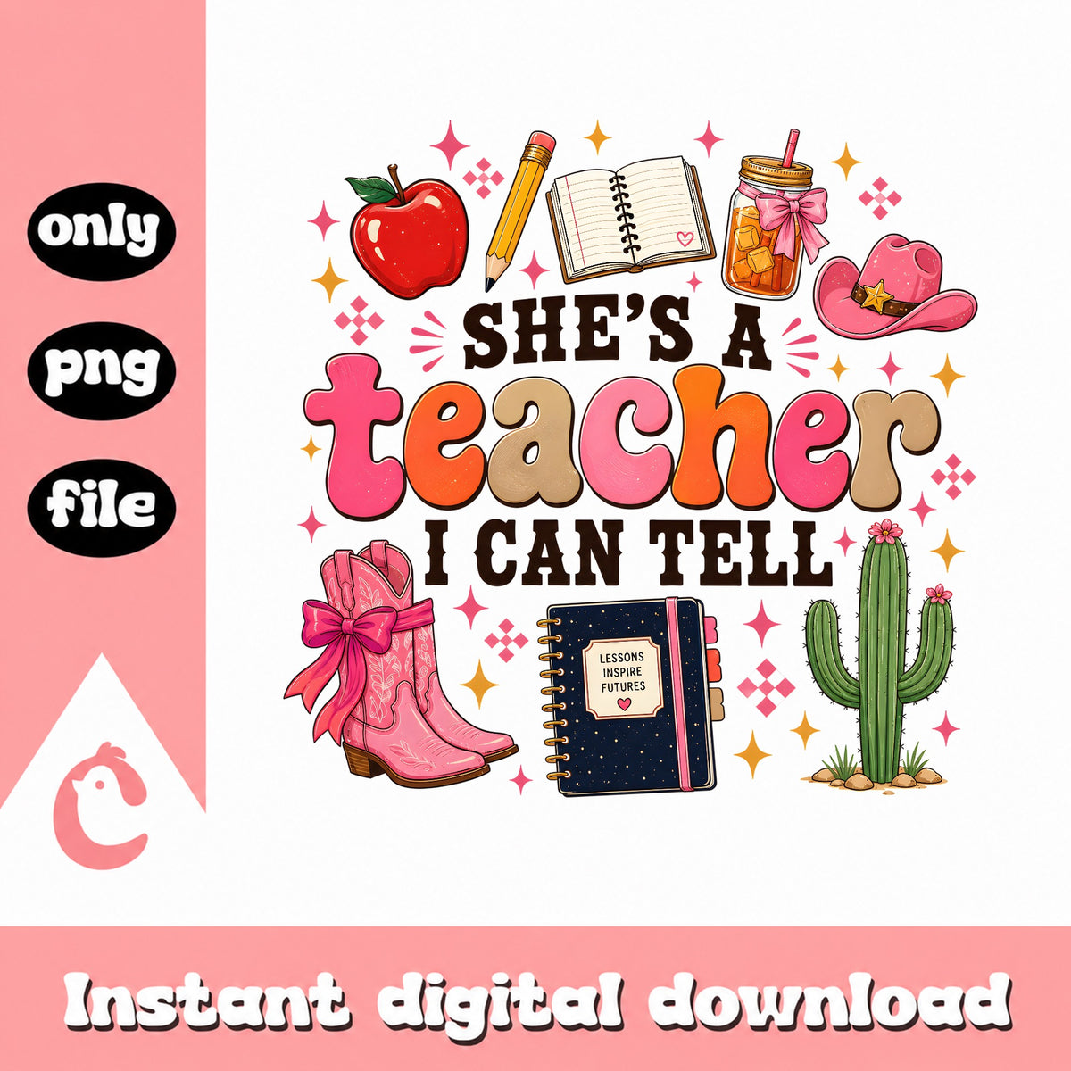 She's A Teacher I Can Tell PNG, Funny Teacher PNG, Teacher Gift PNG