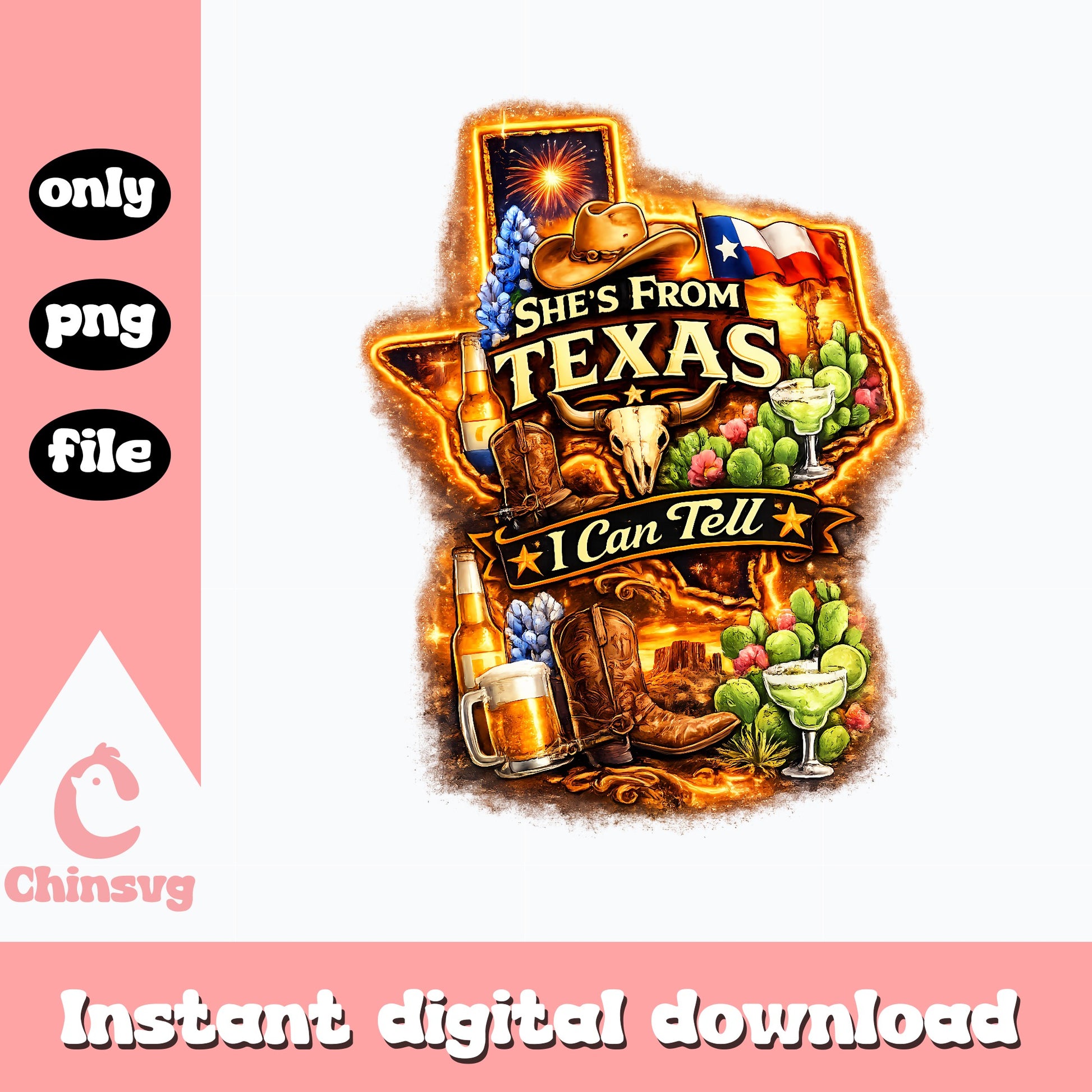 She's From Texas I Can Tell PNG, Texas Pride Design, Western PNG
