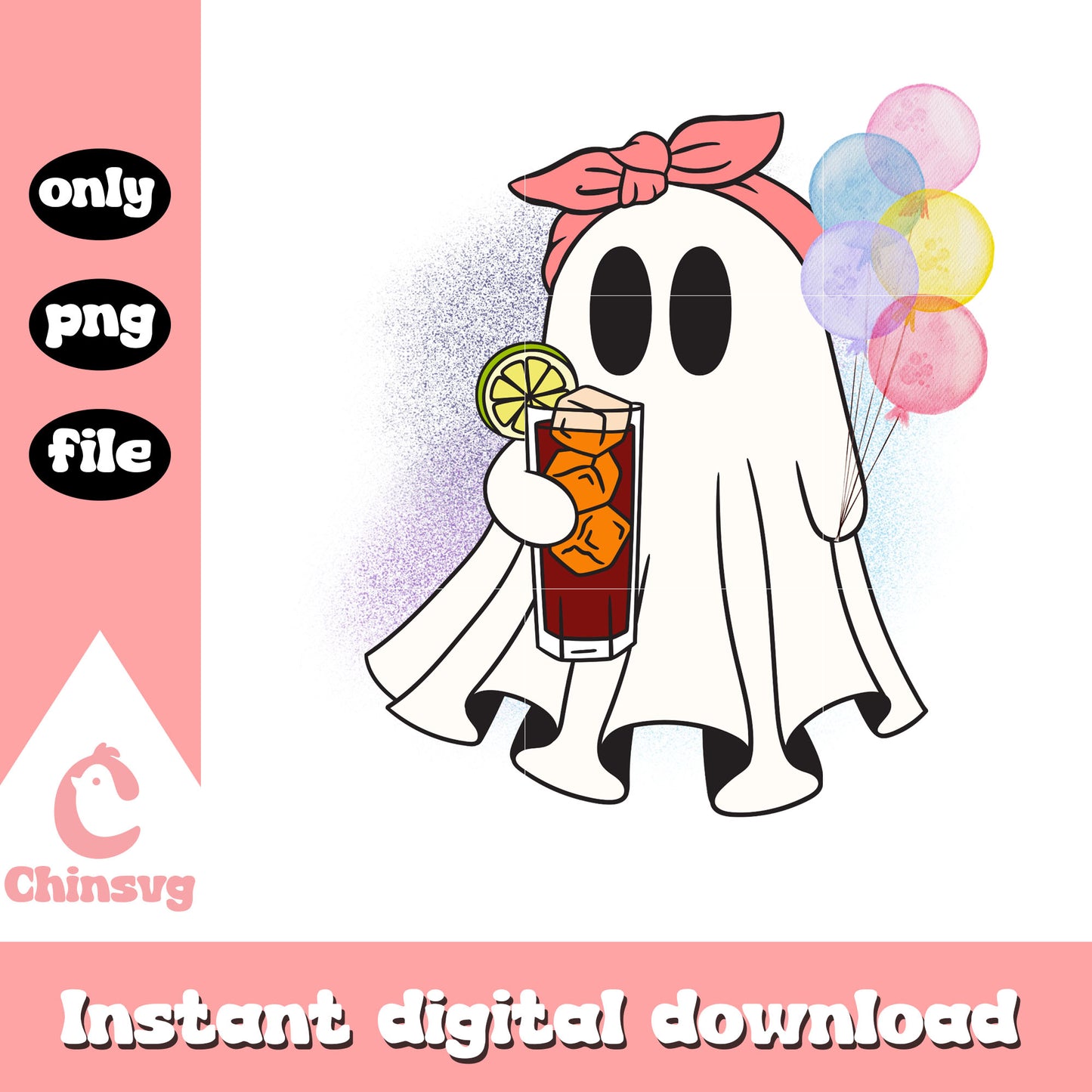 Sheet ghost and balloon design png, sheet ghost png