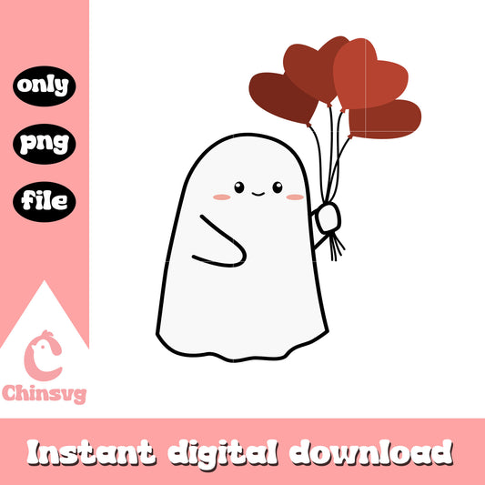 Sheet ghost and heart balloon png, ghost face halloween mash png