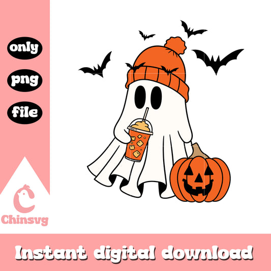 Sheet ghost and pumpkin latte png, ghost sheet png