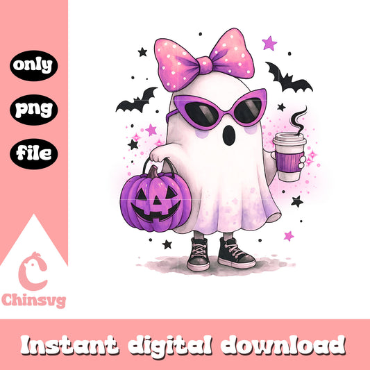 Sheet ghost girl and pumpkin png, sheet ghost png