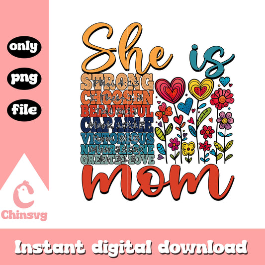 She is mom  font design png, mother's day png, font design png
