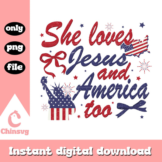 She love jesus and america too png, Retro she love png