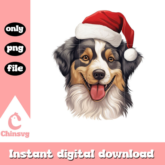 Shepherd dog face santa hat design png, christmas shepherd​ png