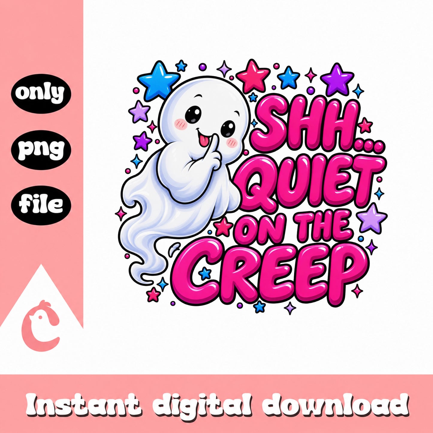 Shh Quiet On The Creep Ghost PNG, Funny Halloween Clipart, PNG