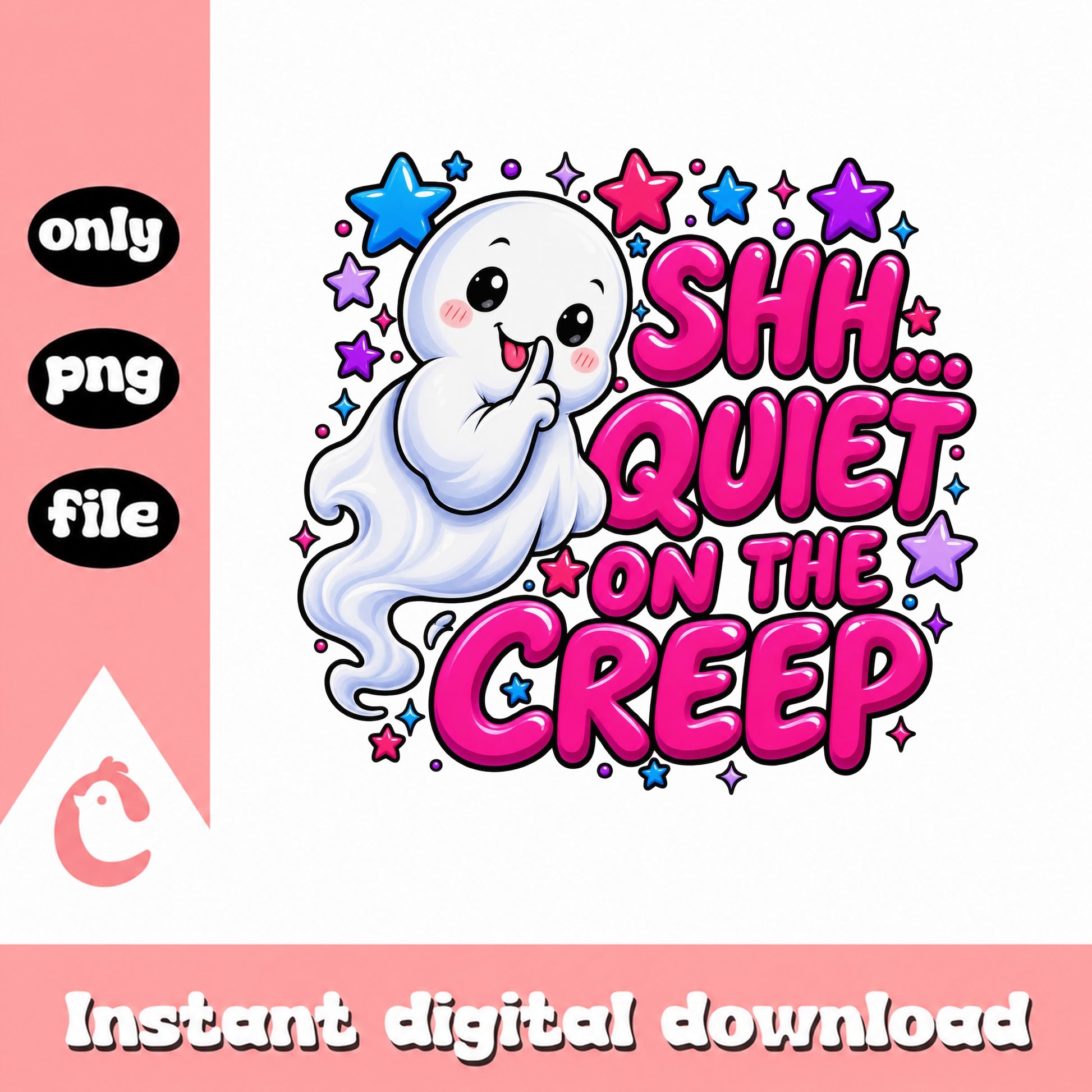 Shh Quiet On The Creep Ghost PNG, Funny Halloween Clipart, PNG