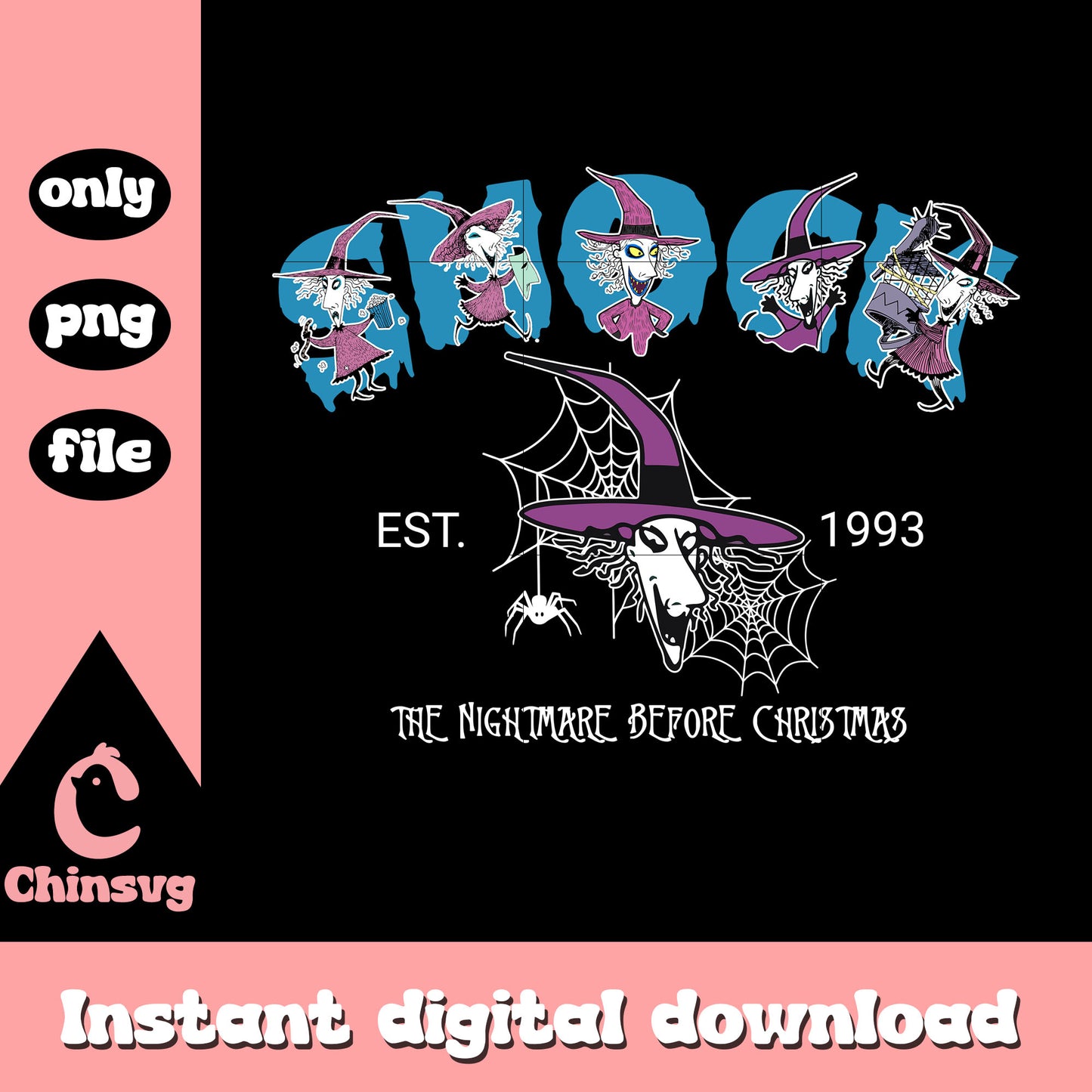 Shock est 1993 nightmare design png, night before christmas shock png