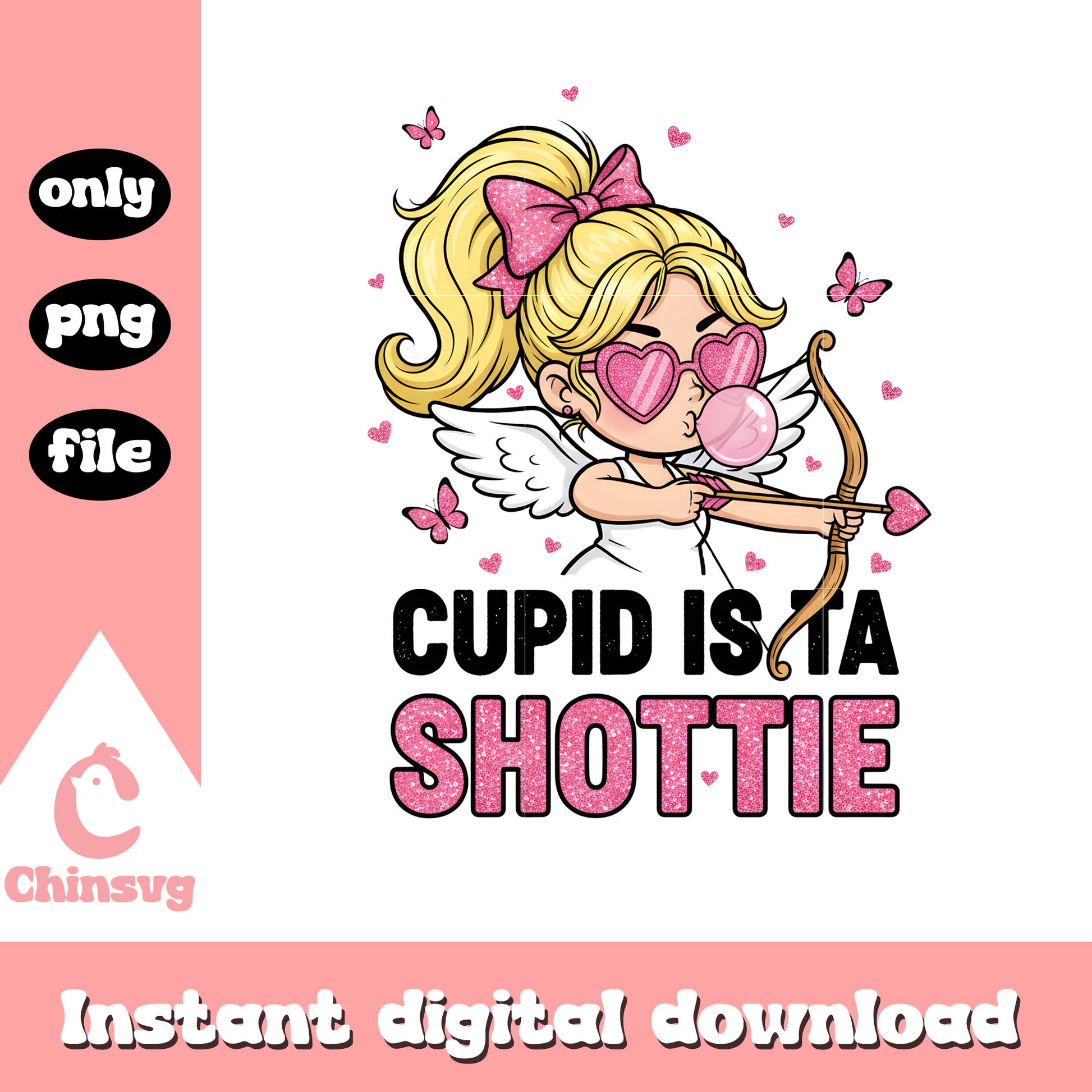 Shottie cupid cool valentine png, valentines day cupid​ png