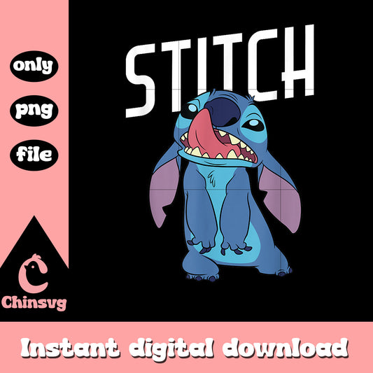 Silly Face Stitch Licking His Nose png, stitch simple png
