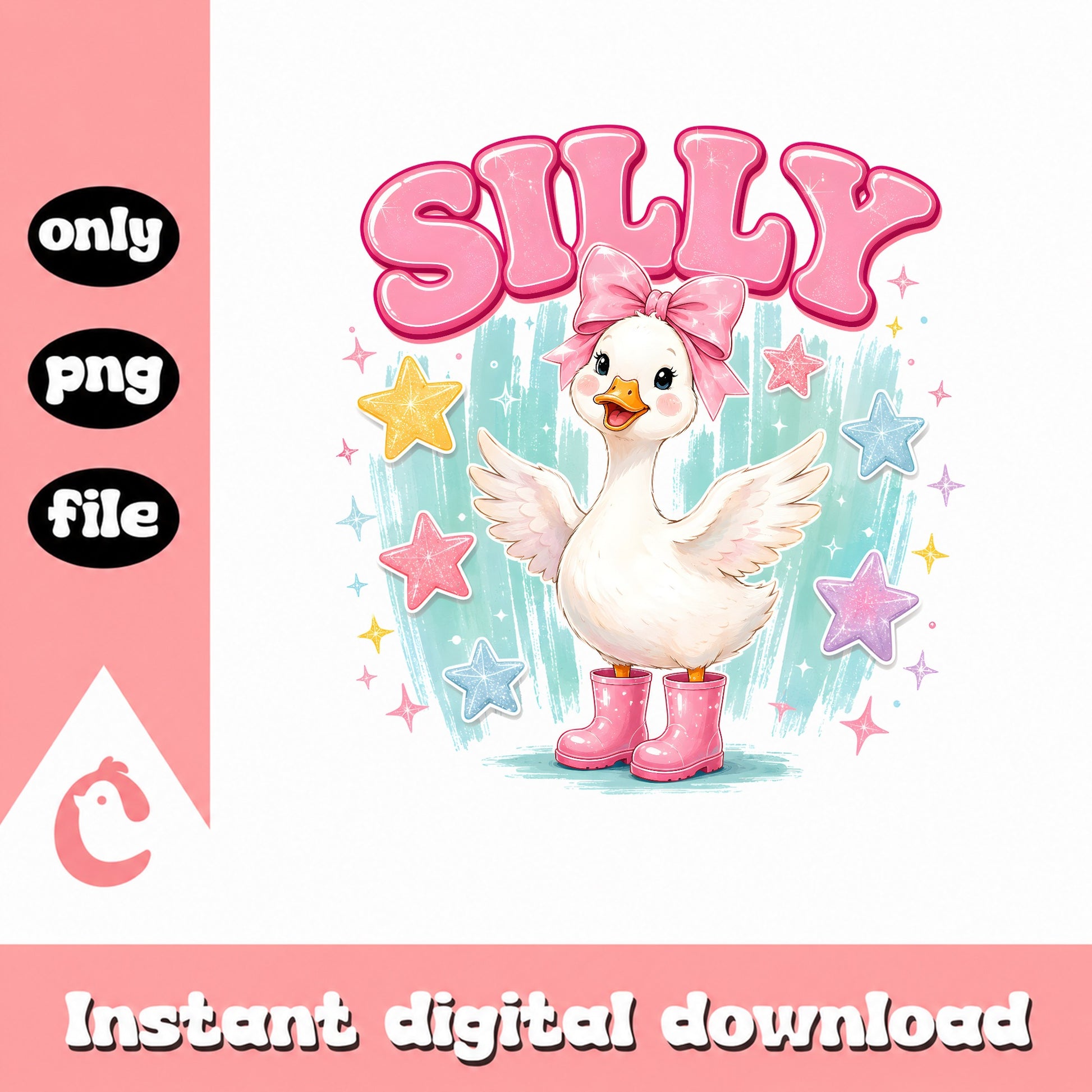 Silly Duck With Bow PNG, Cute Duck Pink Boots, Girls Duck PNG