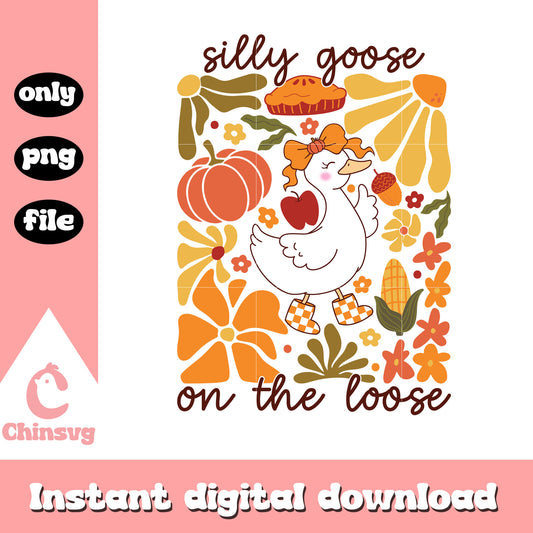 Silly goose on the loose fall season png, fall season goose loose png