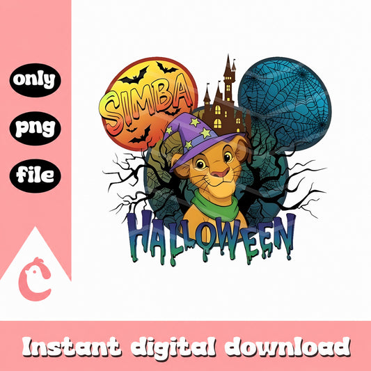 Simba Lion King Halloween SVG, Disney Halloween PNG, Witch Hat SVG
