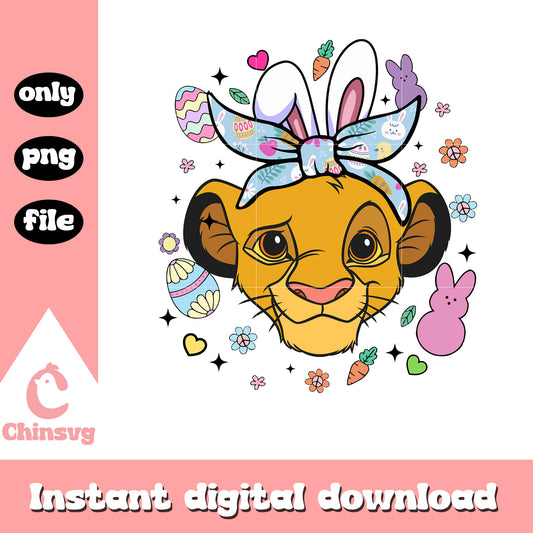 Simba face easter bunny design png, easter bunny png, lion king png