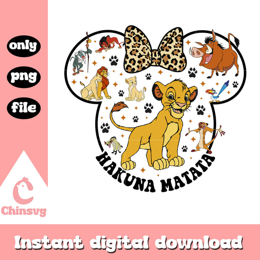 Simba hakuna matata minnie head bow png, simba lion king png