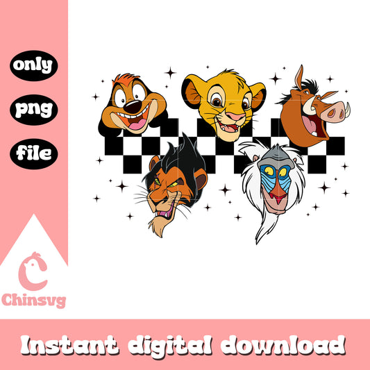 Simba timon and pumbaa face png, lion king characters png